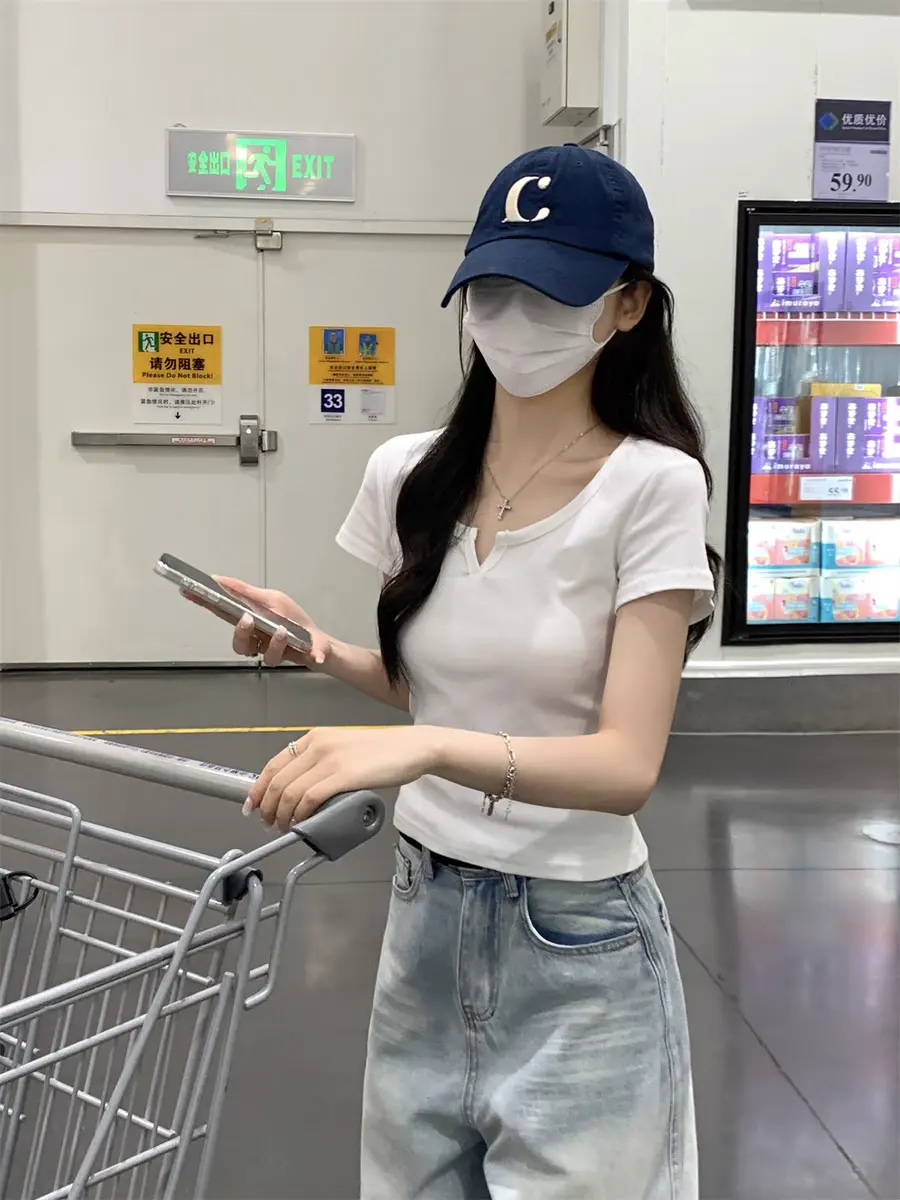 여름 슬림핏 반소매 티셔츠 상세 이미지 3