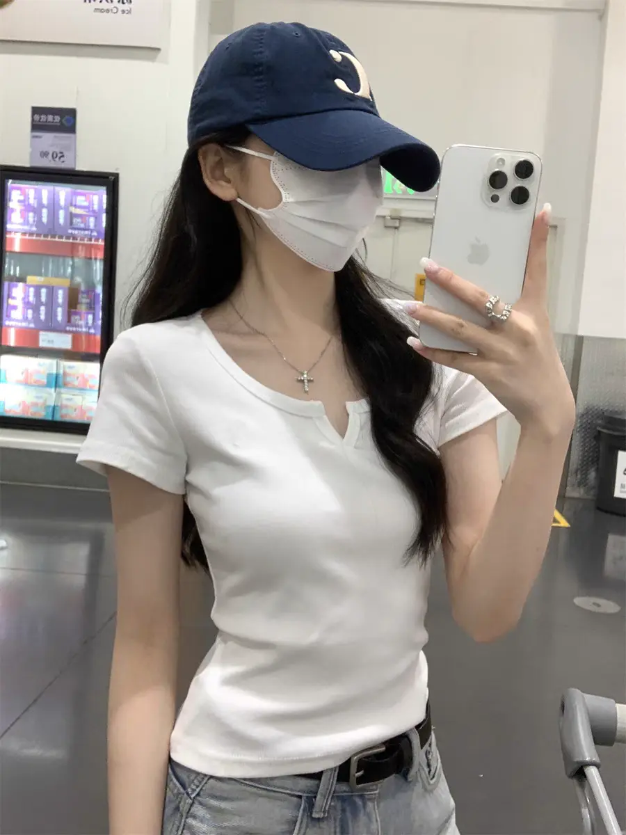 여름 슬림핏 반소매 티셔츠 상세 이미지 4