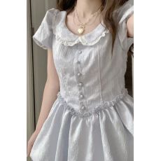 批发2026夏季茶歇可爱显瘦<b class='q'>娃娃</b>领法式复古连衣<b class='q'>裙</b>仙女<b class='q'>裙</b>公主蓬蓬短<b class='q'>裙</b>女