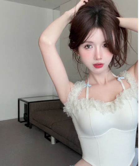 정가 나비 매듭 행침 목 캐미솔 몸매 가꾸기 핫걸 레이스 레이스 백리스 쇼트 스타일 맨위