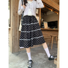 批发韩系花边波点设计感半身裙女春夏2026新款高腰显瘦中裙潮