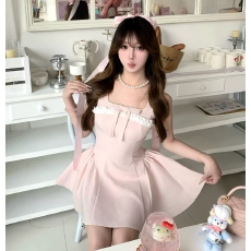 批发韩式高级气质千金甜美蝴蝶结吊带<b class='q'>连衣裙</b><b class='q'>夏</b>季2026新款显瘦公主短裙