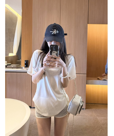 165 그램 눈꽃 면 라이 경기 서울 느슨함 센스 눈 무늬 V넥 루즈핏 미니멀리즘 반팔 티셔츠 맨위
