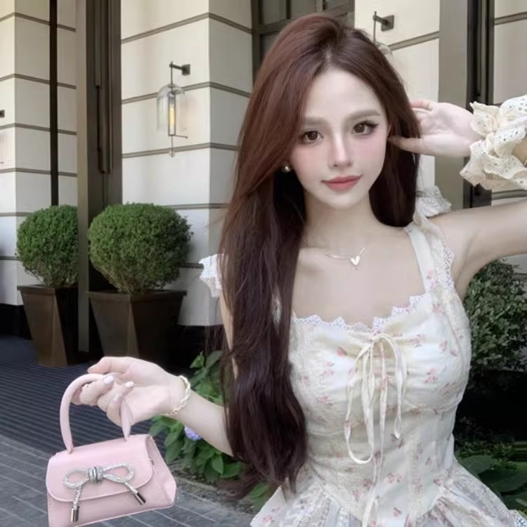 RY3804# 温柔风桔梗洋气吊带背心女外穿高级感纯欲甜美碎花收腰小飞袖上衣