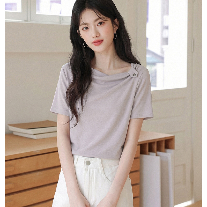 1 1 인 면 와 사고 방식 260g 빅 사이즈 품격 보라색 반팔 티셔츠 여성 2026 여름 새로운 고유 한 맨위