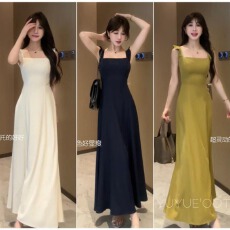 批发韩系法式小飞袖<b class='q'>连衣裙</b>女夏季2026新款高级感休闲中长款吊带裙