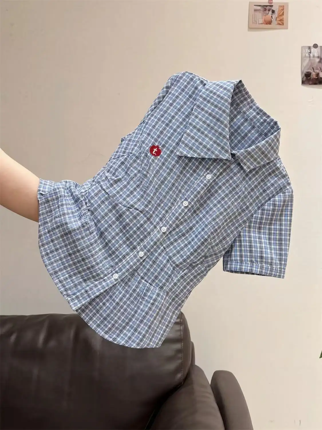 아메리칸 빈티지 체크 애플 자수 셔츠 상세 이미지 1