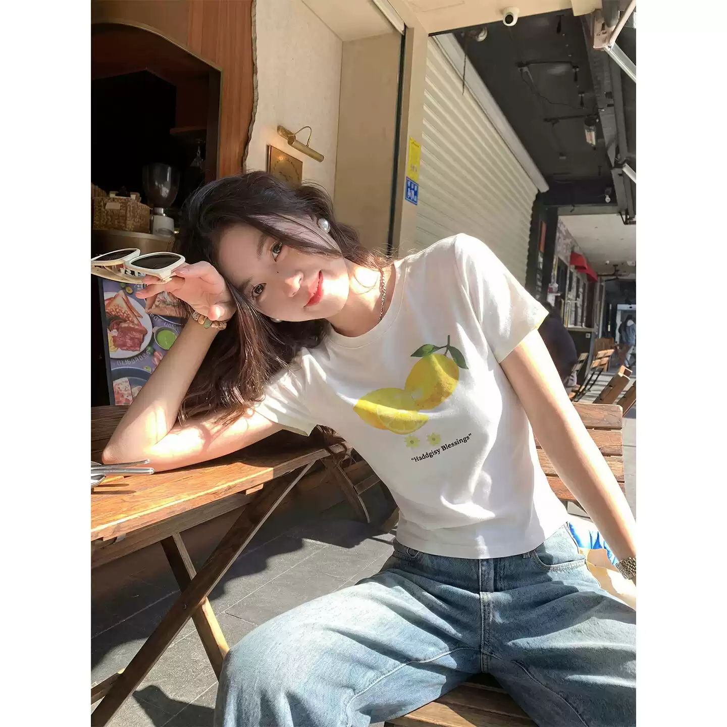 40 순면 220 그램 92 면 8 암모니아 Lun 긍정적 인 어깨 반팔 티셔츠 여성 프린트 대외 무역 국경 간 폭발
