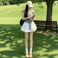 批发花苞<b class='q'>短裙</b>女夏季新款高腰宽松小个子a字蓬蓬<b class='q'>百褶</b>半身裙