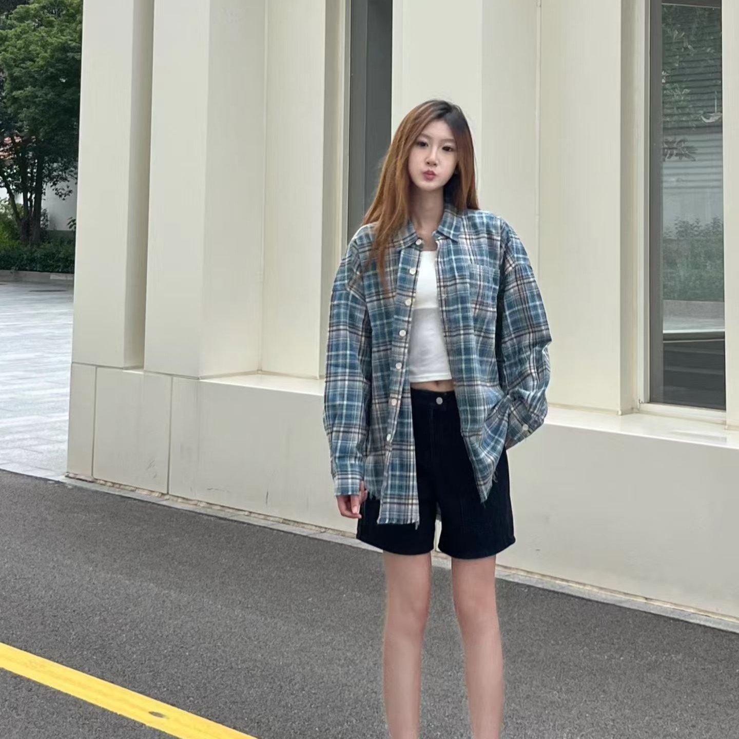 아메리칸 레트로 체크무늬 셔츠 파괴 cleanfit 루즈핏 다용도 체크무늬 셔츠 재킷 조수 브랜드