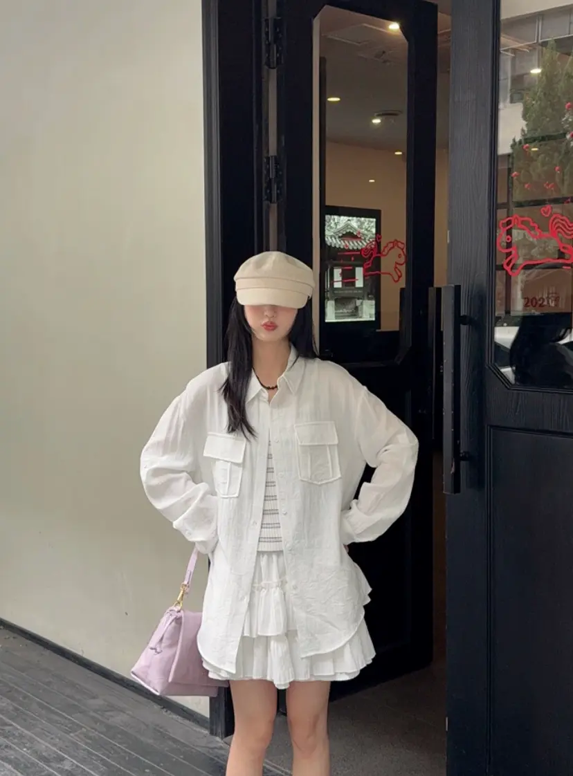 폴로 칼라 루즈핏 면 셔츠 가디건 상세 이미지 7