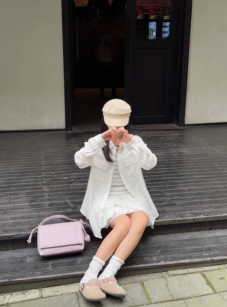 폴로 칼라 루즈핏 면 셔츠 가디건 상세 이미지 8