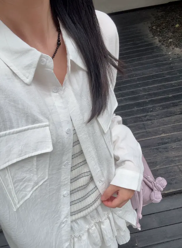 폴로 칼라 루즈핏 면 셔츠 가디건 상세 이미지 10