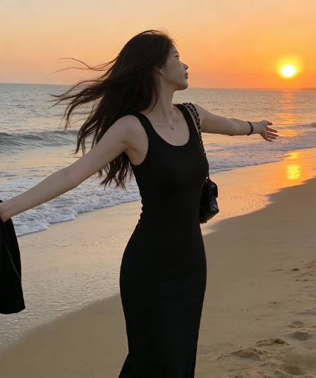 한 부서 u 칼라 회색 조끼 여성 드레스 여름 품격 인사이드 가져 가라. 허리 수축 슬림해 보이는 타이트 스커트 롱 스커트