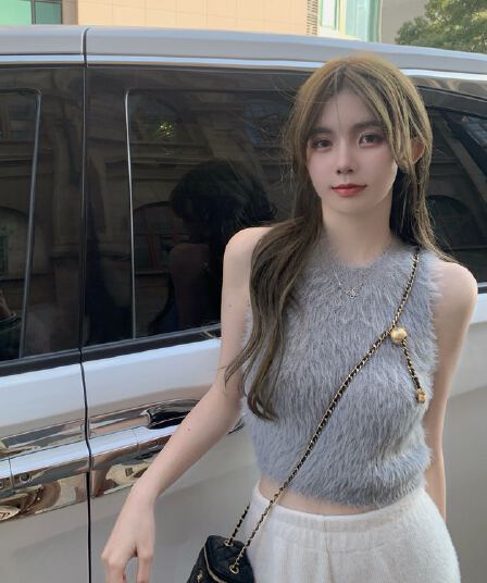 모피 슬립 작은 조끼 여성 가을 겨울 인사이드 가져 가라. 모방 밍크 울 털 보온 만나는 외출용 쇼트 스타일 핫걸 민소매 맨위
