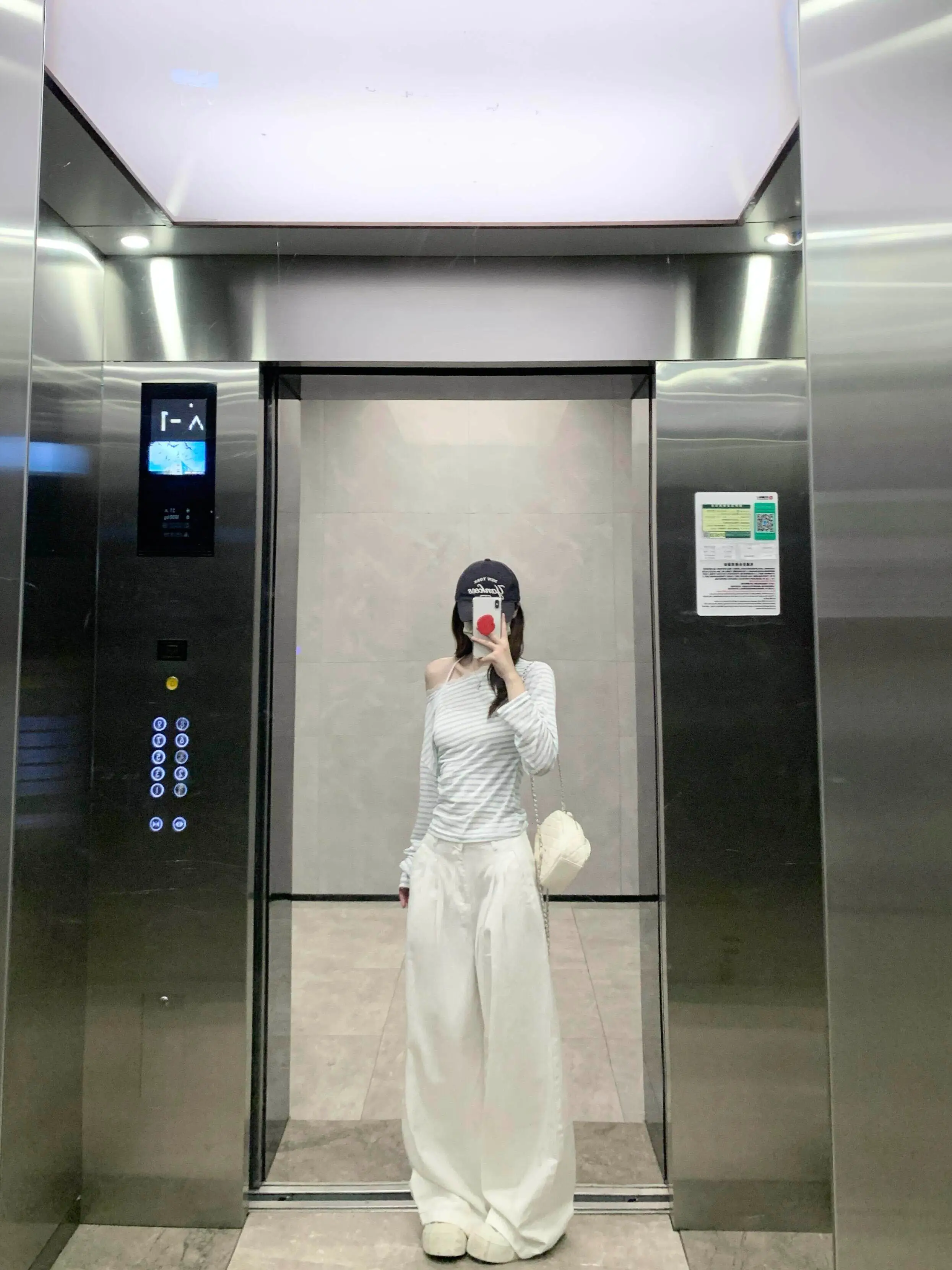 블루 스트라이프 원숄더 레이스 티셔츠 상세 이미지 8