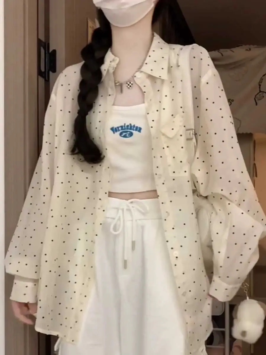 한국인기 도트 패턴 셔츠 상세 이미지 2