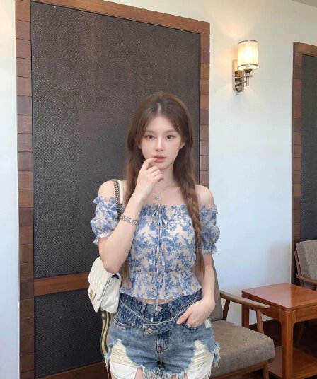 프랑스식 꽃무늬 거품 소매 셔츠 여성 여름 오프숄더 품격 작은 셔츠 허리 수축 디스플레이 얇고 작은 맨위