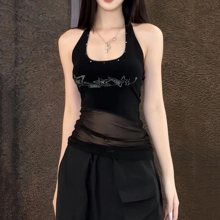 모방 면 핫걸 y2k 아시아 인 ~보다 행침 목 조끼 여성 몸매 가꾸기 작은 대중 슬립 망사 맨위
