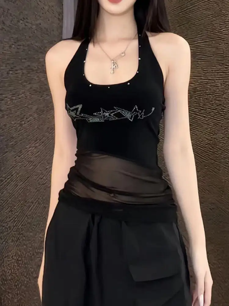 한국인기 Y2K 홀터넥 망사 민소매 상세 이미지 6