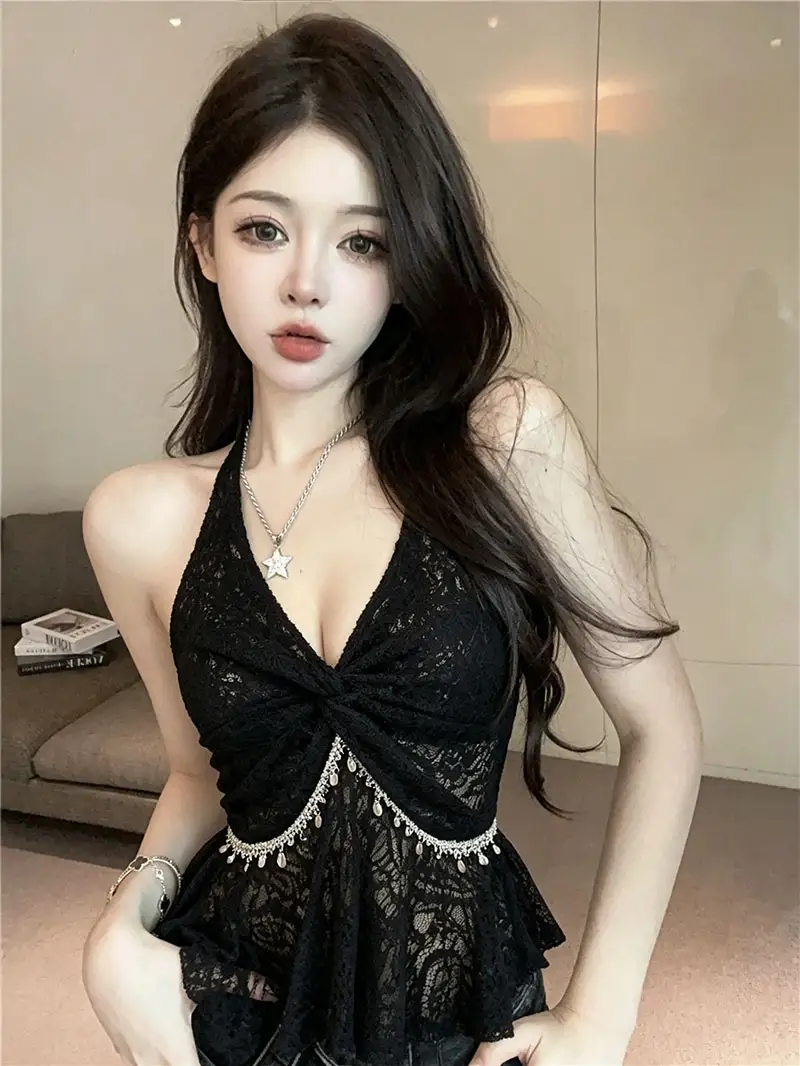 홀터넥 슬리브리스 민소매 상의 상세 이미지 3
