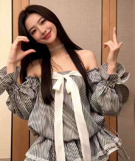 핫걸 튜브탑 오프숄더 여성 드레스 여름 달콤한 매운맛 바람 퍼프 미니 스커트 스트라이프 행침 목 순수한 욕망 바람 치마