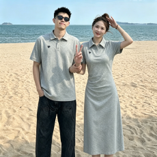 批发40支精棉弹力<b class='q'>情侣装</b>夏短袖连衣裙刺绣褶皱修身包臀长裙<b class='q'>韩国</b>外贸爆