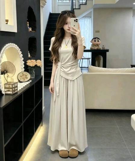 자이언트 잘 생긴 ootd 전체 집합 2026 새로운 반팔 여성 여름 넓은 다리 길이 바지 캐주얼 투피스 세트 한국 대외 무역