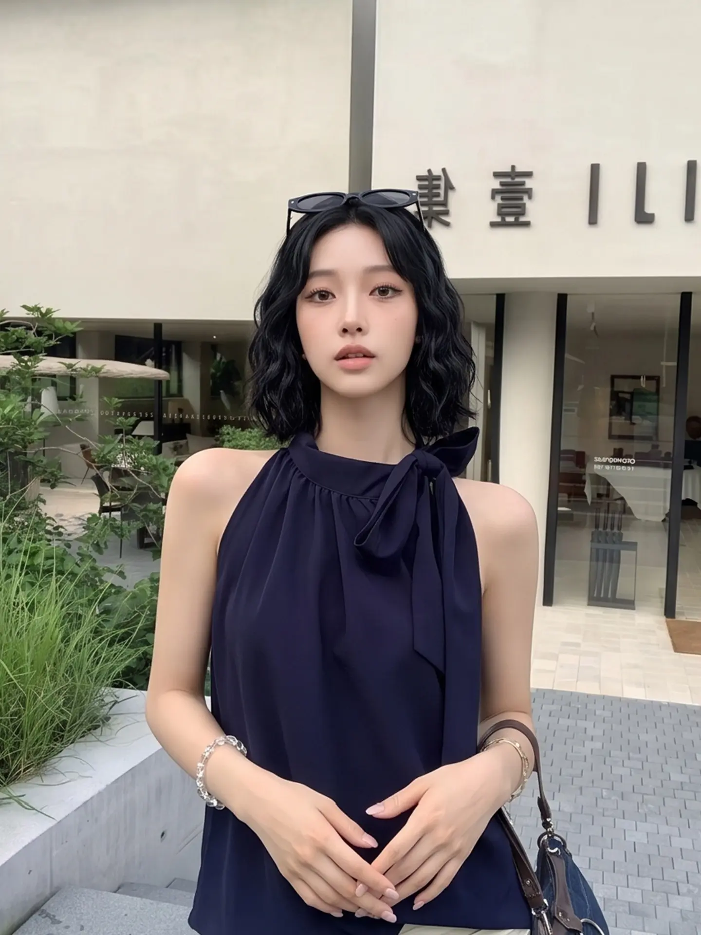 나비 리본 홀터넥 민소매 탑 상세 이미지 2