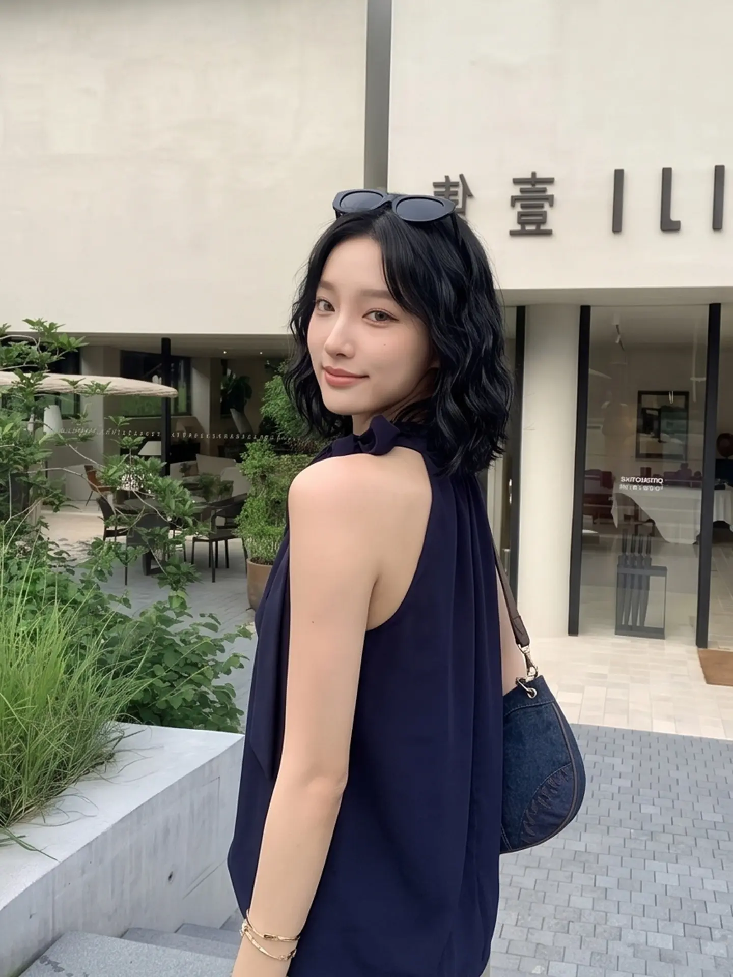 나비 리본 홀터넥 민소매 탑 상세 이미지 3