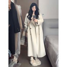 批发燕麦大衣女2026<b class='q'>秋</b>冬新款韩版宽松中长款爆款呢外套韩国外贸跨境爆