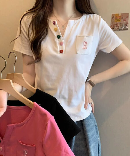 40 1 1 리브 면 260 그램 빅 사이즈 지방 mm 곡선 밑단 단추 반팔 티셔츠 로드 중 대외 무역 한국 국경 간