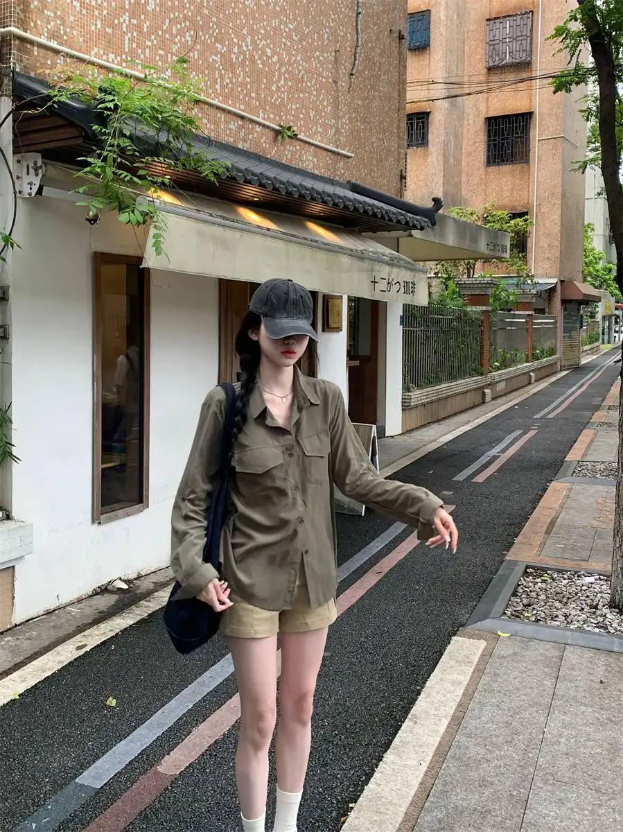 레트로 루즈핏 폴로 칼라 긴소매 가디건