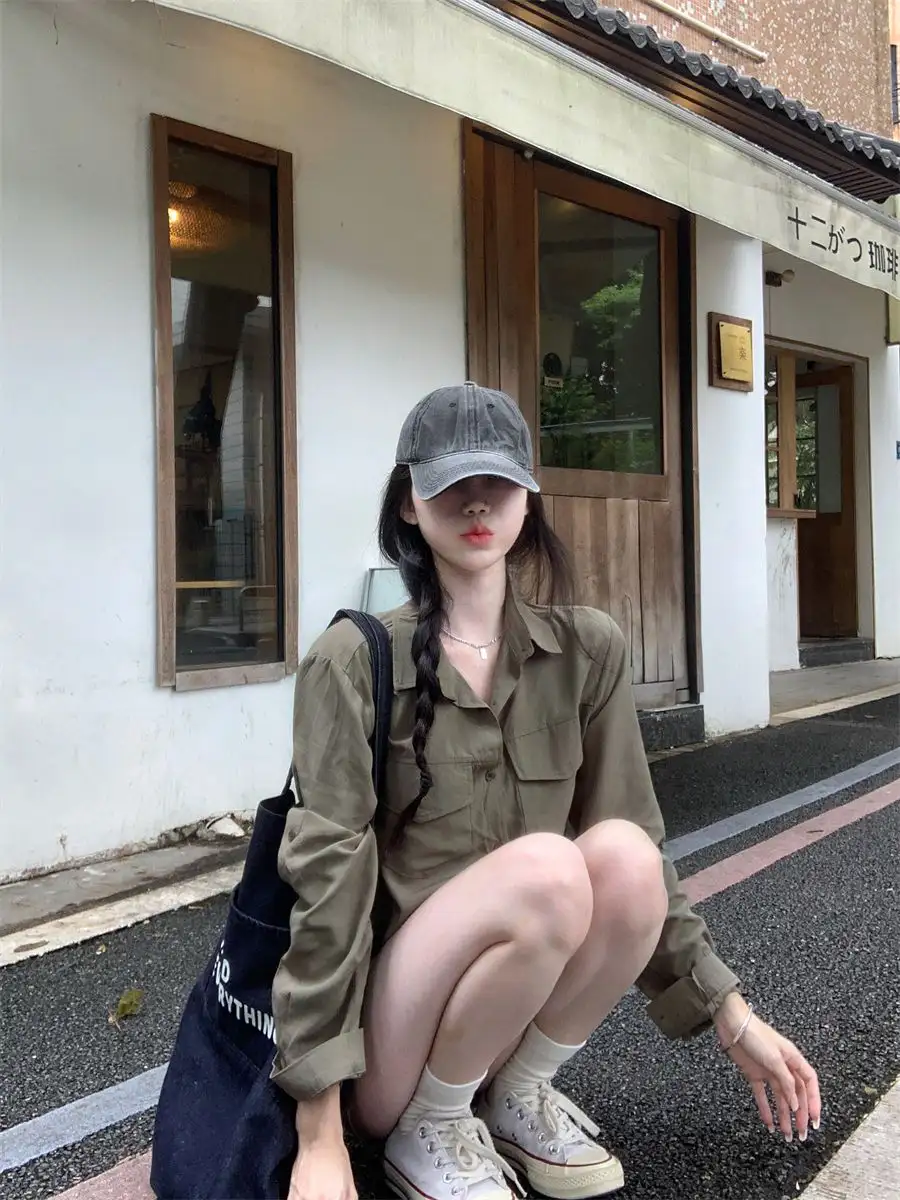 레트로 루즈핏 폴로 칼라 긴소매 가디건 상세 이미지 8