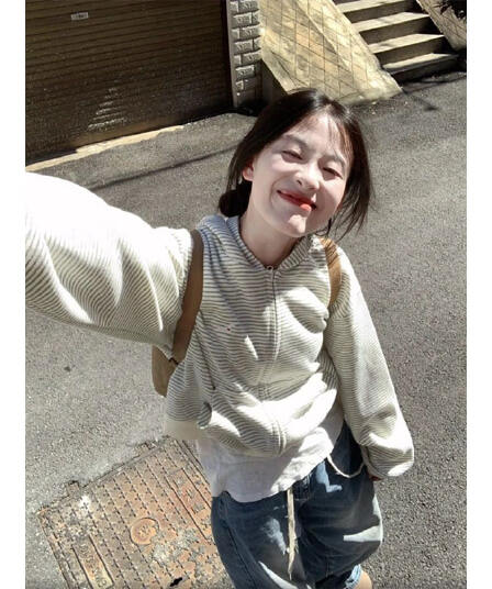 원본 품질 플러스 인사이드 펌프 자수 이후 패키지 칼라 새로운 한 부서 스트라이프 후드 티 스웨터 재킷 한국 대외 무역