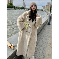 批发冬季环保皮草仿水<b class='q'>貂绒</b>长款宽松加厚加棉保暖西服领毛毛<b class='q'>外套</b>大衣女