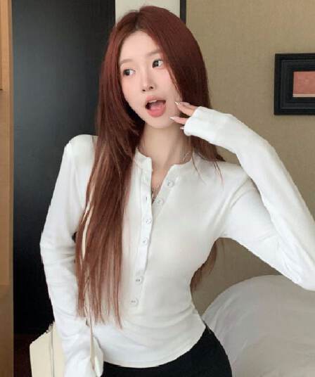 모달 260 그램 사람들 면 순수한 욕망 타이트 V넥 긍정적 인 어깨 긴팔 티셔츠 섹시함 맨위 몸매 가꾸기 한국 대외 무역