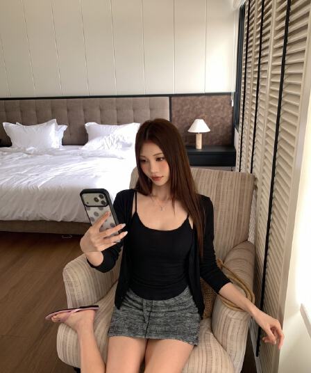 모달 여름 가을 세트 7부 소매 오픈 가디건 캐미솔 슬림해 보이는 편안함 착용 가져 가라. 여성 몸매 가꾸기 맨위 투피스 세트