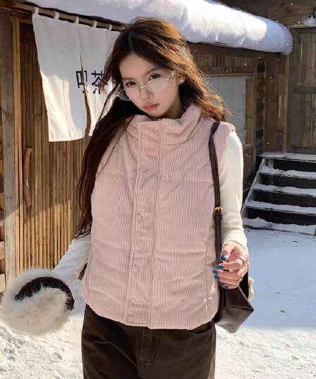 대외 무역 폭발 한 부서 새로운 가을 겨울철 코듀로이 아래 면화 의류 면 조끼 여자 어깨 재킷 조끼 여성