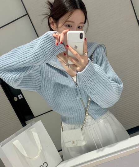 가을 새로운 한국 스타일 캐주얼 쇼트 스타일 더블 지퍼 두꺼운 바늘 니트 스웨터 스웨터 한국 대외 무역 국경 간 폭발