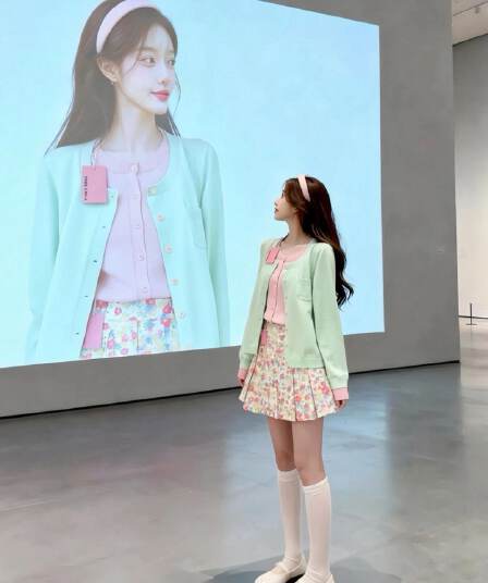 아메리칸 달콤한 스타일 녹색 핑크색 패치워크 페이크 레이어드 니트 오픈 가디건 여성 가을 겨울 몸매 가꾸기 고급 센스 스웨터 코트 트렌디