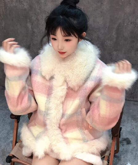 모직 작은 샤넬 스타일 여성 코트 가을 겨울철 새로운 작은 키 고급 센스 품격 털이 있는 두꺼움 면 의류 쇼트 스타일 면 옷