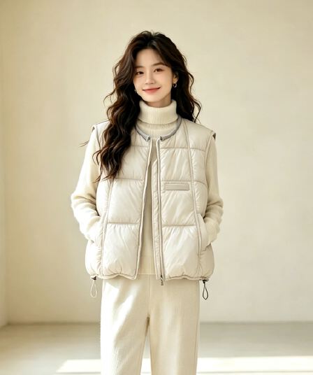 면 베스트 여성 코트 가을 겨울 2026 새로운 패션 쇼트 스타일 외출용 두꺼운 스탠드 칼라 민소매 조끼 조끼