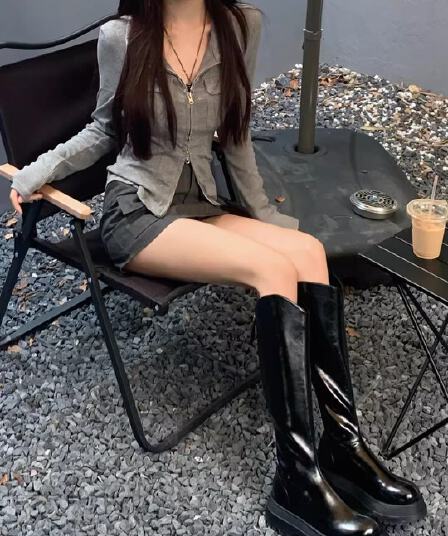섹시함 핫걸 디자인 센스 작은 대중 지퍼 오픈 가디건 가을 착용 가져 가라. chic 몸매 가꾸기 쇼트 스타일 긴팔 맨위