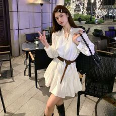 批发法式褶皱高级甜美<b class='q'>仙女</b><b class='q'>连衣裙</b>女2026年秋季新款显瘦遮肉名媛裙子潮