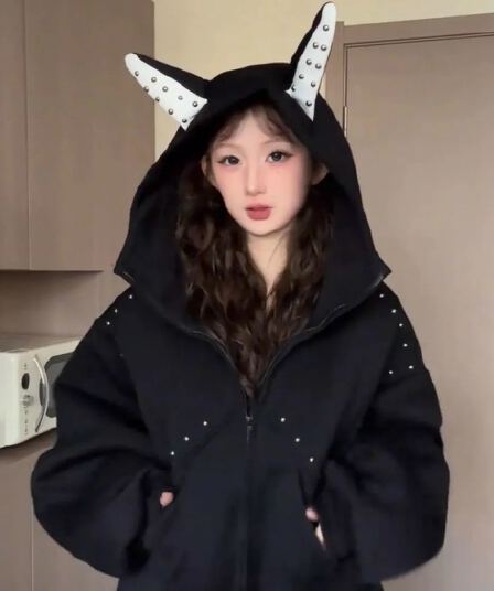 얇은 스타일 털이 있는 섹션 가을 겨울 무거운 새로운 귀 디자인 고급 후드 루즈핏 징 재킷 한국 대외 무역