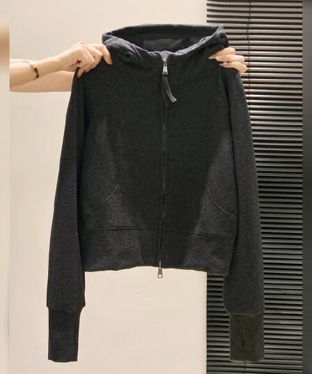 더블 아메리칸 후드 더블 지퍼 긴팔 후드티 오픈 가디건 가을 겨울 새로운 몸매 가꾸기 쇼트 스타일 품격 털이 있는 맨위 재킷