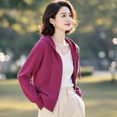 批发减龄小个子连帽长袖<b class='q'>短</b><b class='q'>外套女</b>2025春秋新款高级感时尚洋气百搭上衣