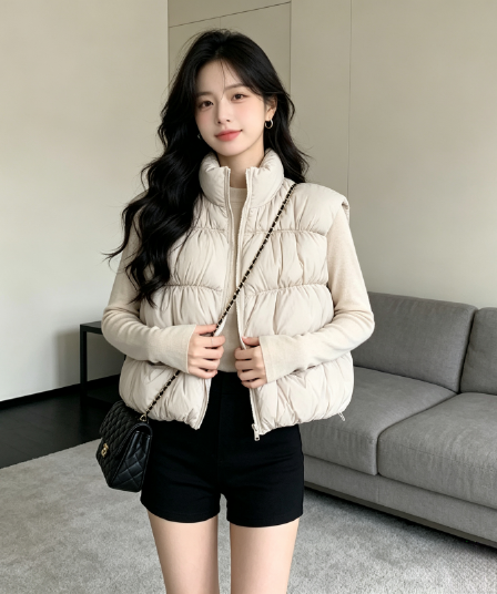 2026 새로운 umoumo 우 버섯 부드러운 다용도 트위스트 꽃 모직물 패치워크 후드 모피 칼라 허리 수축 아래 면화 의류