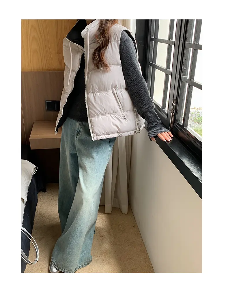 스탠드 칼라 지퍼 양면 베스트 (6color) 상세 이미지 22